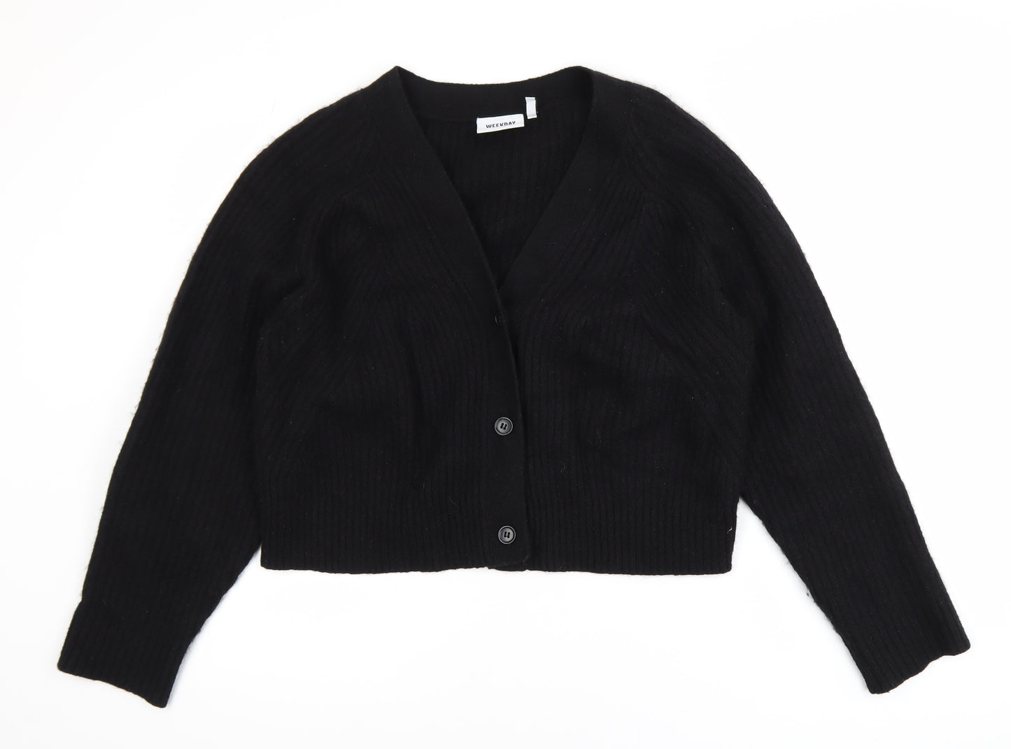 Weekday Women's Black V-Neck Cardigan Jumper Size M