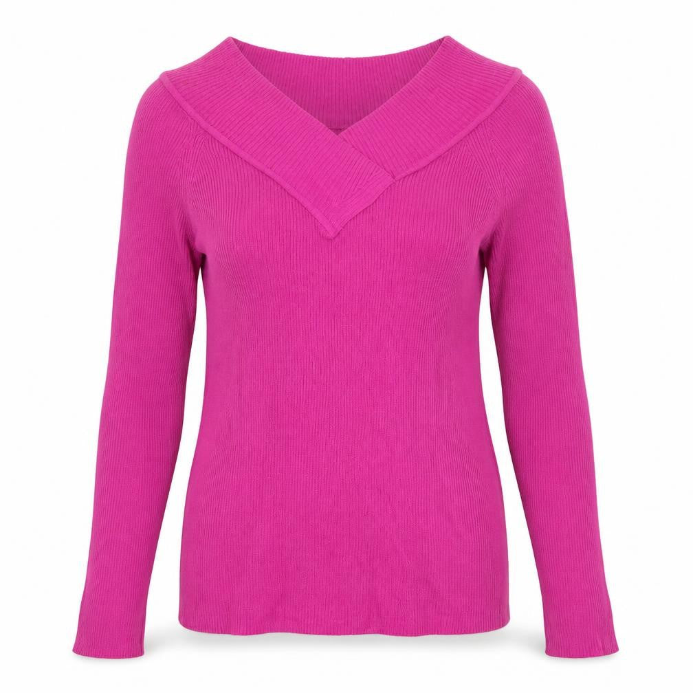 Marks and Spencer Women Pink V-Neck Long Sleeve Jumper Size 14