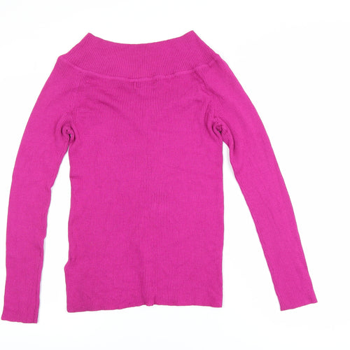 Marks and Spencer Women Pink V-Neck Long Sleeve Jumper Size 14