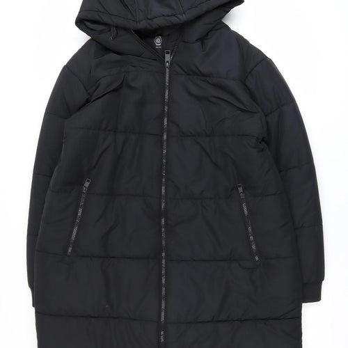 Marks and Spencer Women's Black Long Hooded Puffer Coat Size 4