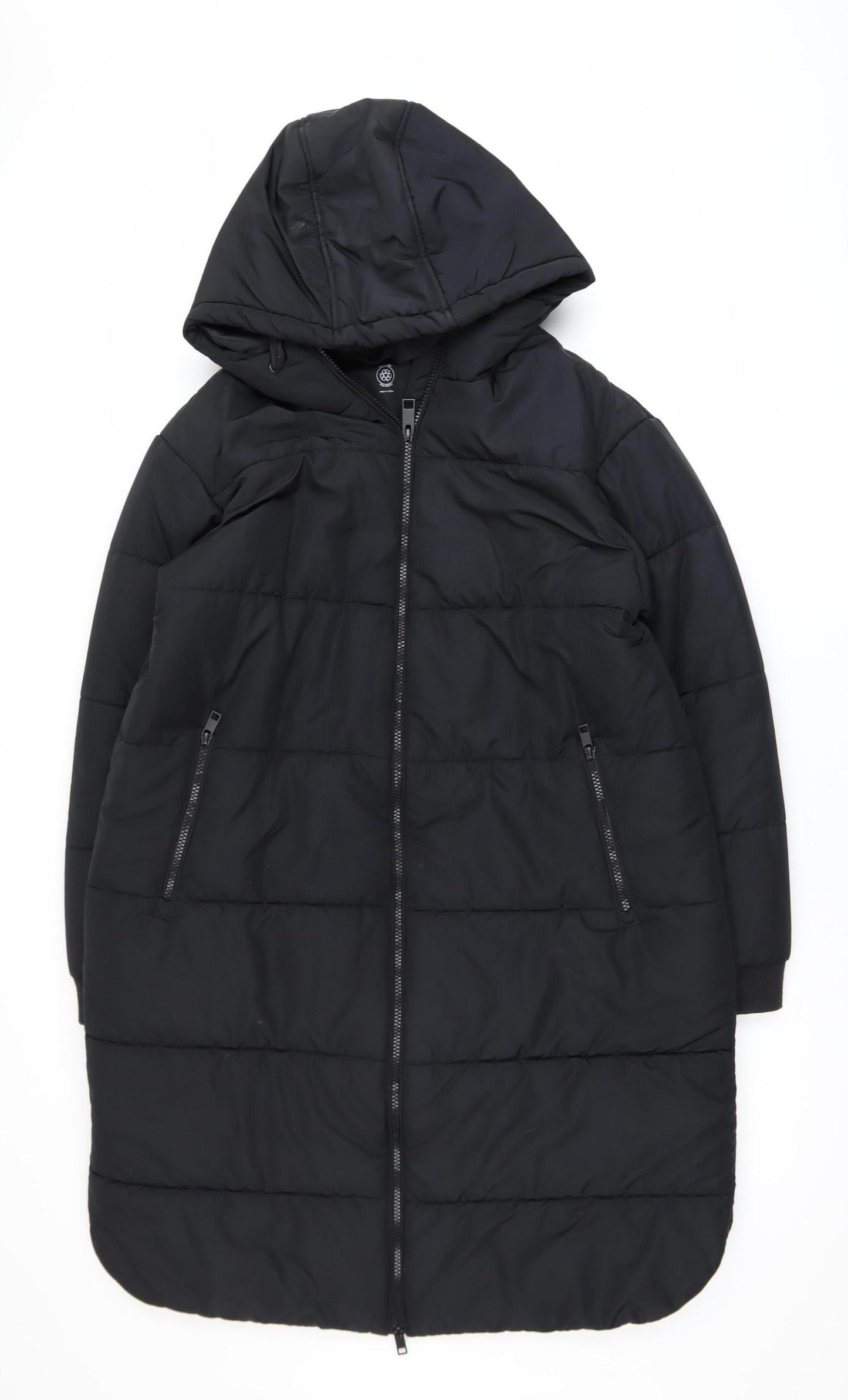 Marks and Spencer Women's Black Long Hooded Puffer Coat Size 4