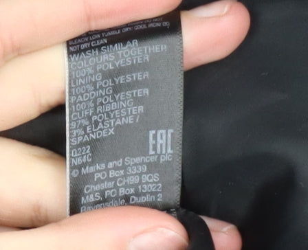 Marks and Spencer Women's Black Long Hooded Puffer Coat Size 4