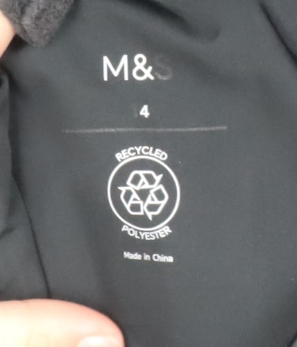 Marks and Spencer Women's Black Long Hooded Puffer Coat Size 4