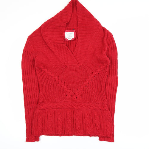 Old Navy Women's Red Cable-Knit Shawl Pullover Jumper Size S