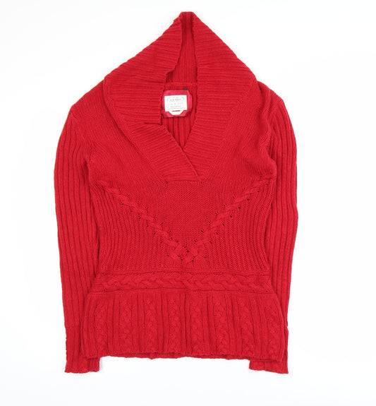 Old Navy Women's Red Cable-Knit Shawl Pullover Jumper Size S