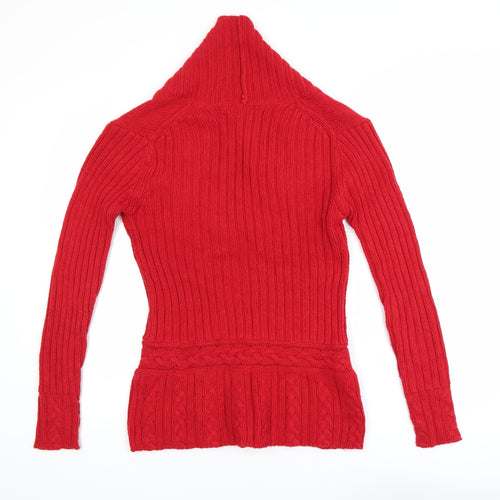 Old Navy Women's Red Cable-Knit Shawl Pullover Jumper Size S
