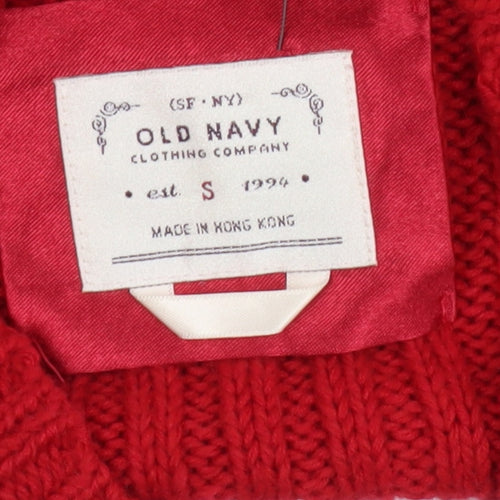 Old Navy Women's Red Cable-Knit Shawl Pullover Jumper Size S