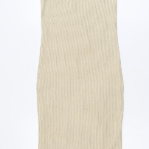 Pretty Lavish Women’s Beige Knit Sleeveless Bodycon Midi Dress S