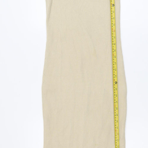Pretty Lavish Women’s Beige Knit Sleeveless Bodycon Midi Dress S
