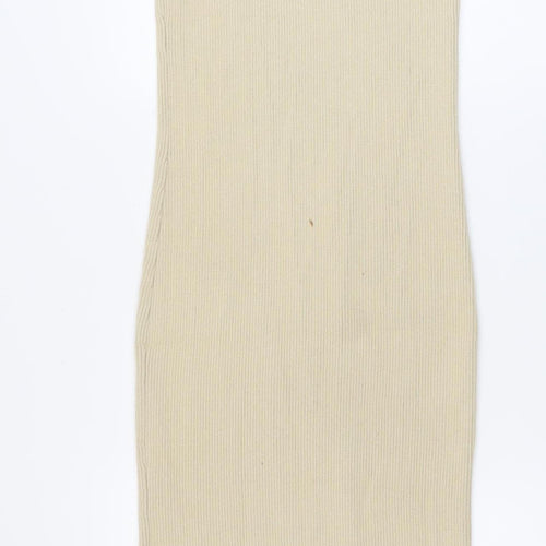 Pretty Lavish Women’s Beige Knit Sleeveless Bodycon Midi Dress S