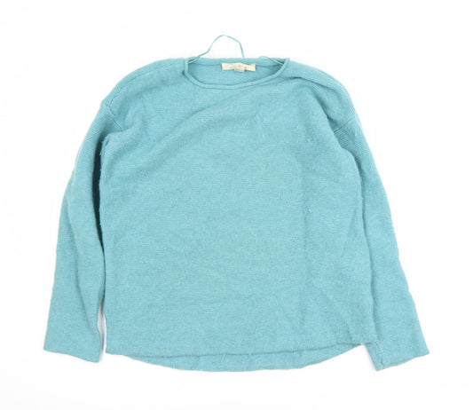 Seasalt Cornwall Women Blue Merino Wool Crew Neck Jumper Size 10