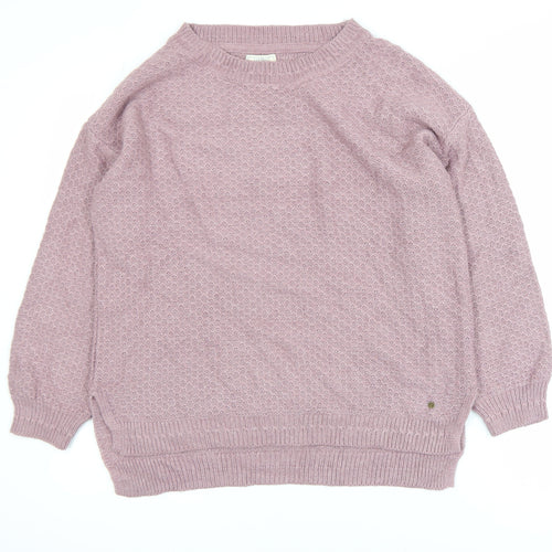 Fat Face Women’s Pink Cotton Wool Crew Neck Jumper Size 8