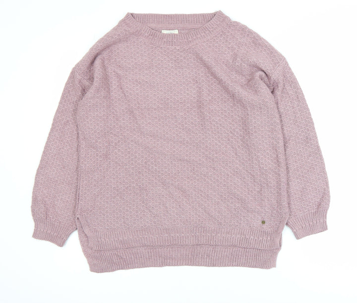 Fat Face Women’s Pink Cotton Wool Crew Neck Jumper Size 8