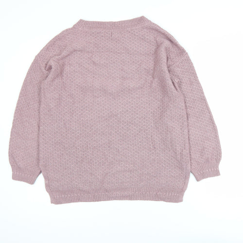 Fat Face Women’s Pink Cotton Wool Crew Neck Jumper Size 8