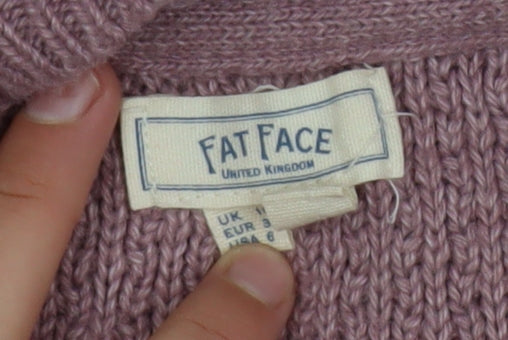 Fat Face Women’s Pink Cotton Wool Crew Neck Jumper Size 8