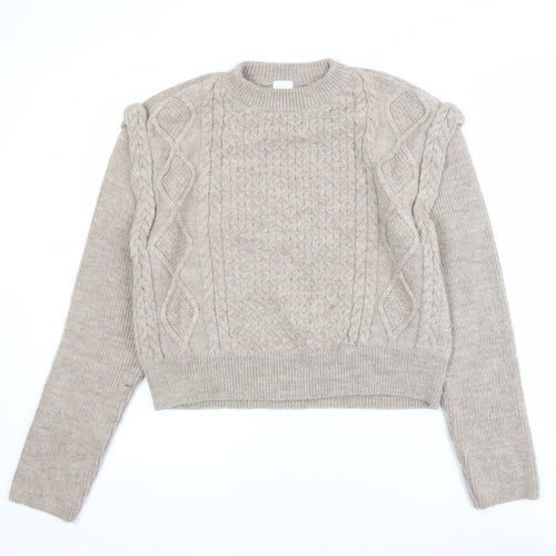 River Island Women Beige Cable-Knit Jumper Size 14
