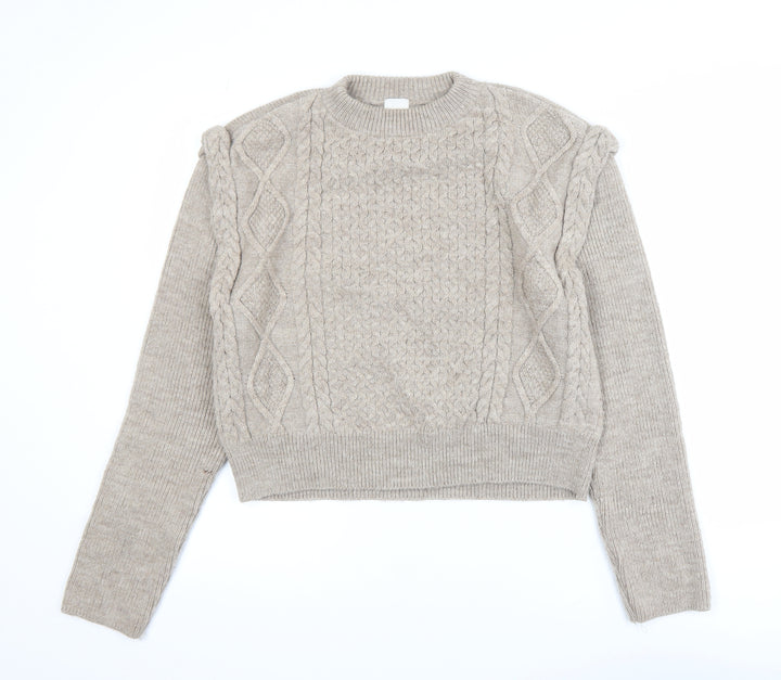 River Island Women Beige Cable-Knit Jumper Size 14