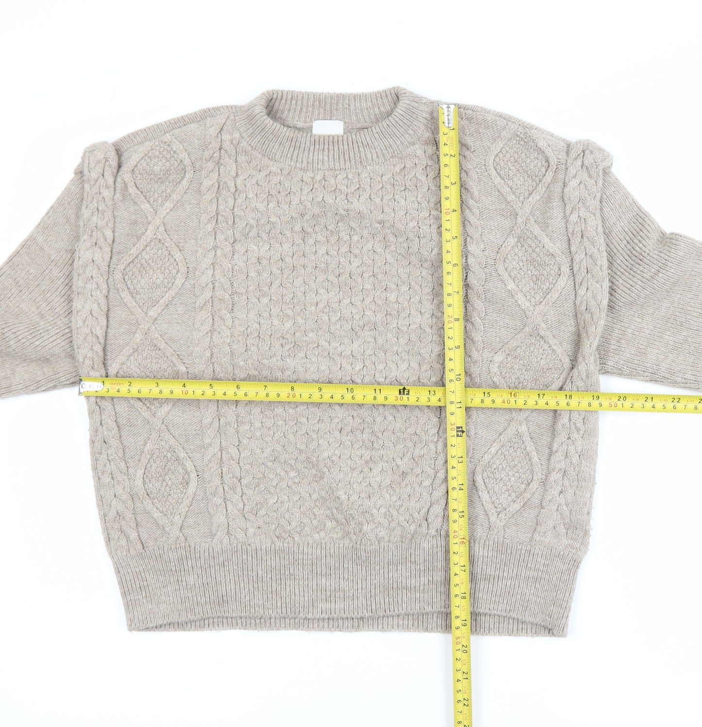 River Island Women Beige Cable-Knit Jumper Size 14