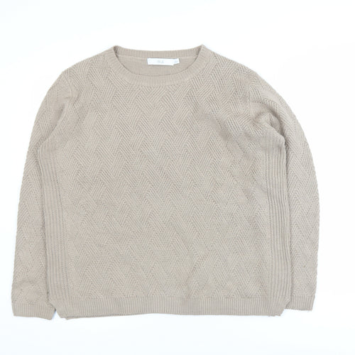 Isle Women's Beige Cable-Knit Acrylic Jumper Size 18-20 L