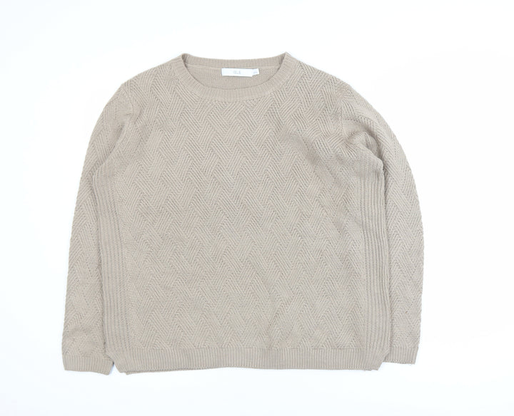Isle Women's Beige Cable-Knit Acrylic Jumper Size 18-20 L
