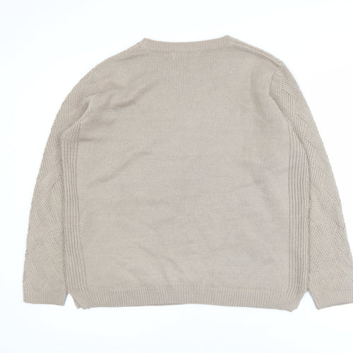 Isle Women's Beige Cable-Knit Acrylic Jumper Size 18-20 L