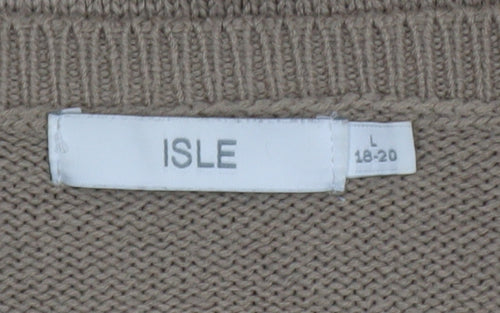 Isle Women's Beige Cable-Knit Acrylic Jumper Size 18-20 L