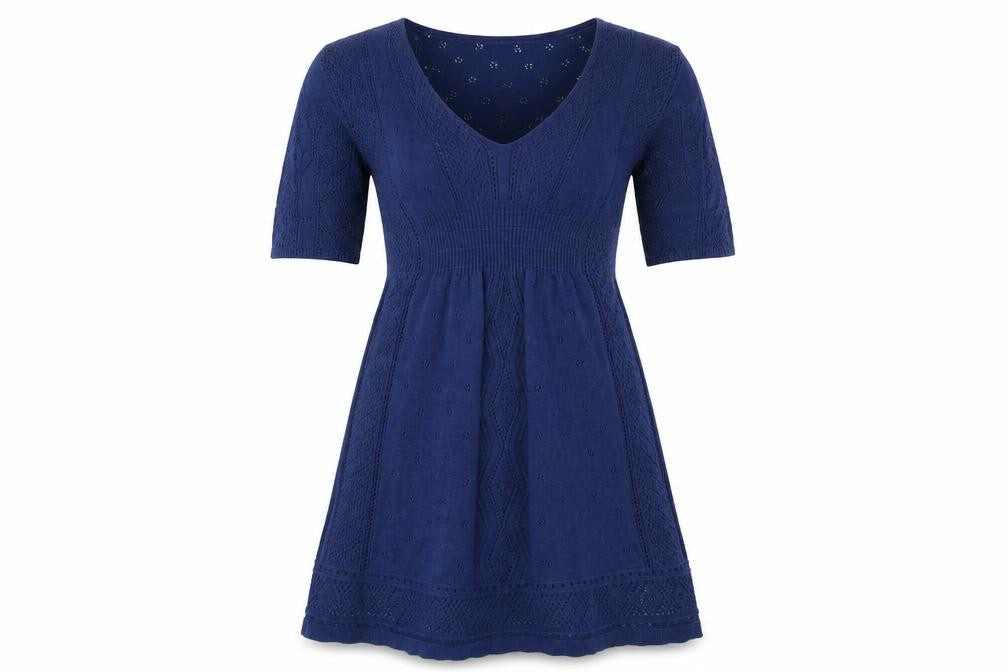 Oasis Women Blue Knit A-Line Knee Length Dress Size 10