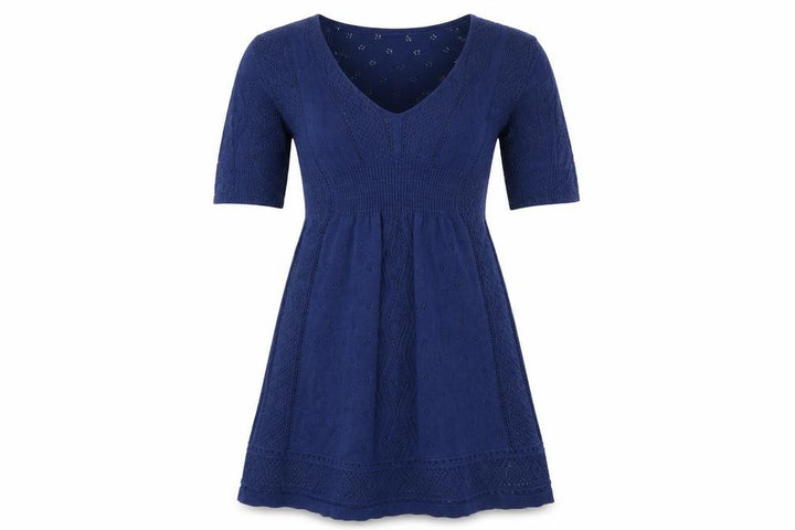 Oasis Women Blue Knit A-Line Knee Length Dress Size 10