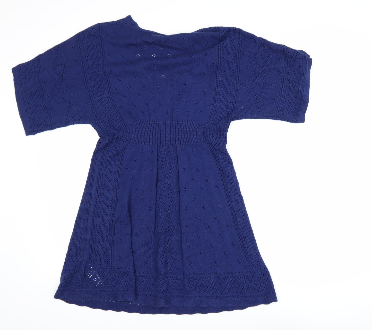 Oasis Women Blue Knit A-Line Knee Length Dress Size 10