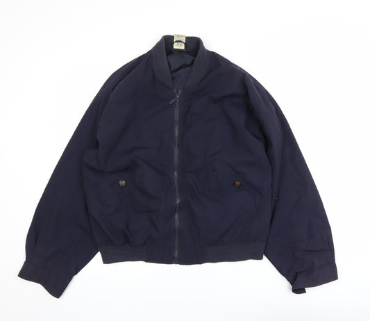 Men's Wear Men's Navy Blue Bomber Jacket Size S Polyester Cotton