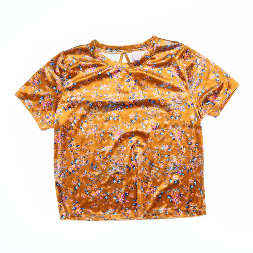 Savage X Fenty Womens Orange Floral Velvet T-Shirt M