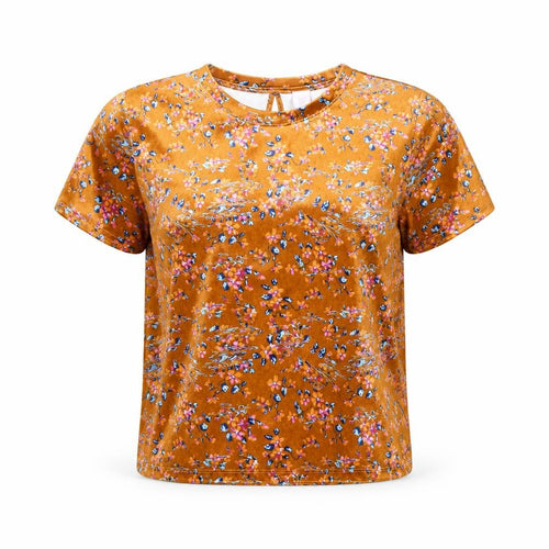Savage X Fenty Womens Orange Floral Velvet T-Shirt M