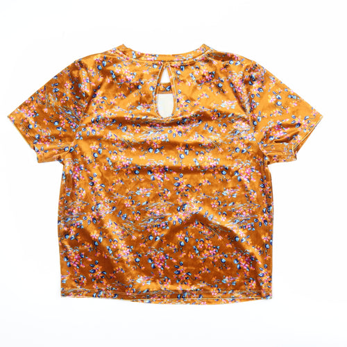 Savage X Fenty Womens Orange Floral Velvet T-Shirt M