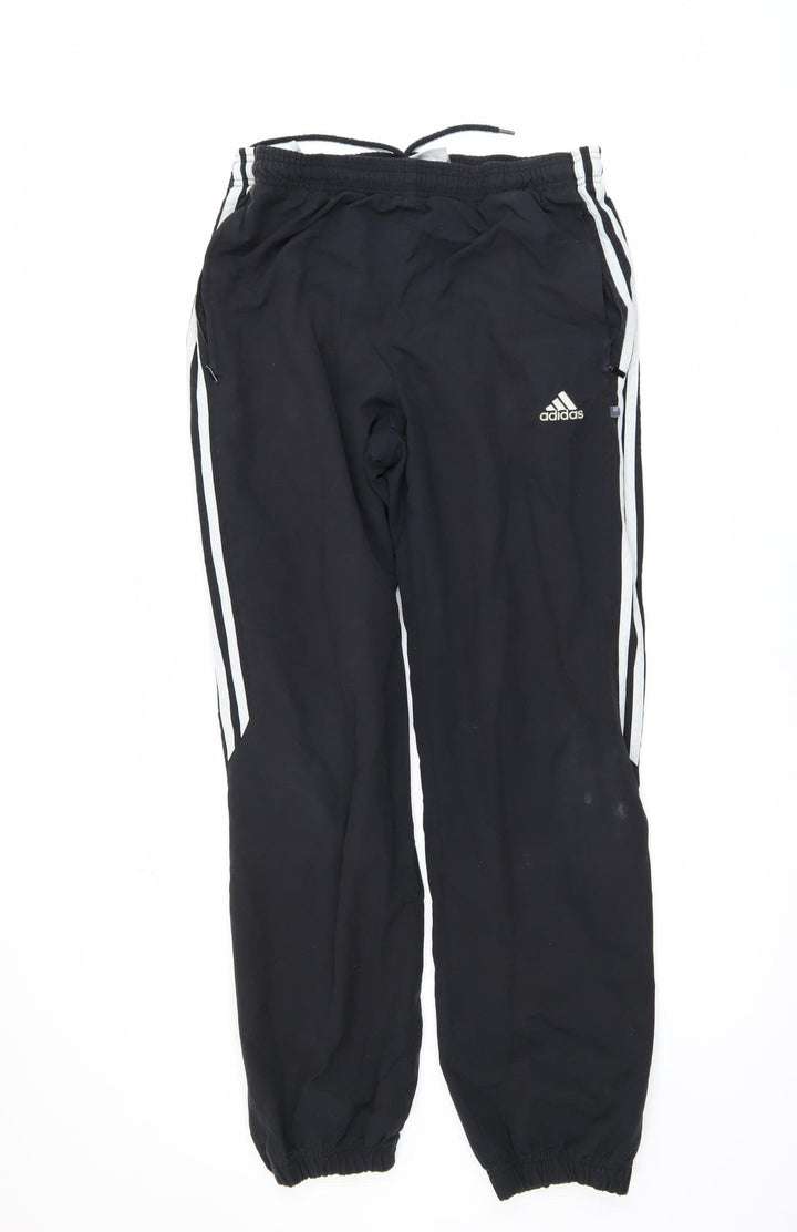 Adidas Men's Black S Jogger Trousers with Logo Stripes