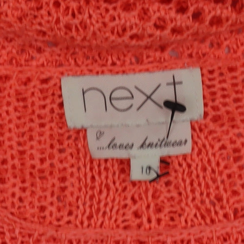 Next Women Coral Open-Knit Acrylic Nylon Pullover Jumper Size 10