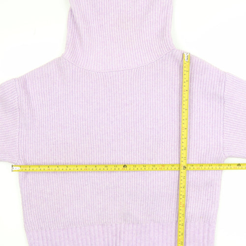 Marks and Spencer Women Purple Roll Neck Ribbed Knit Jumper M