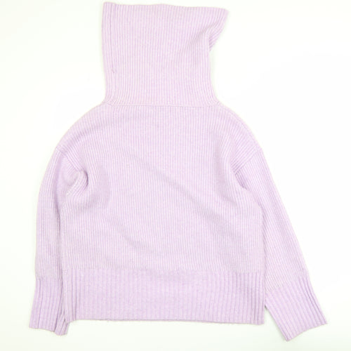 Marks and Spencer Women Purple Roll Neck Ribbed Knit Jumper M