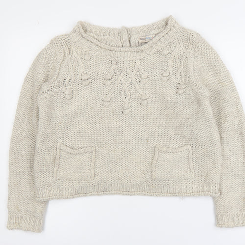 Marks and Spencer Women Beige Knit Jumper UK 12 Wool Blend Casual