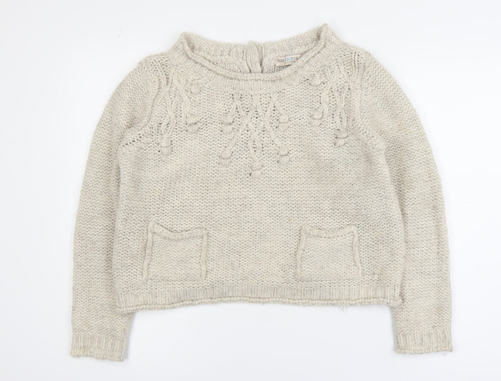 Marks and Spencer Women Beige Knit Jumper UK 12 Wool Blend Casual