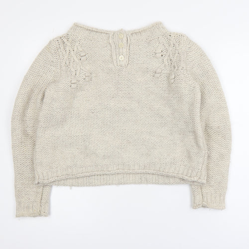 Marks and Spencer Women Beige Knit Jumper UK 12 Wool Blend Casual