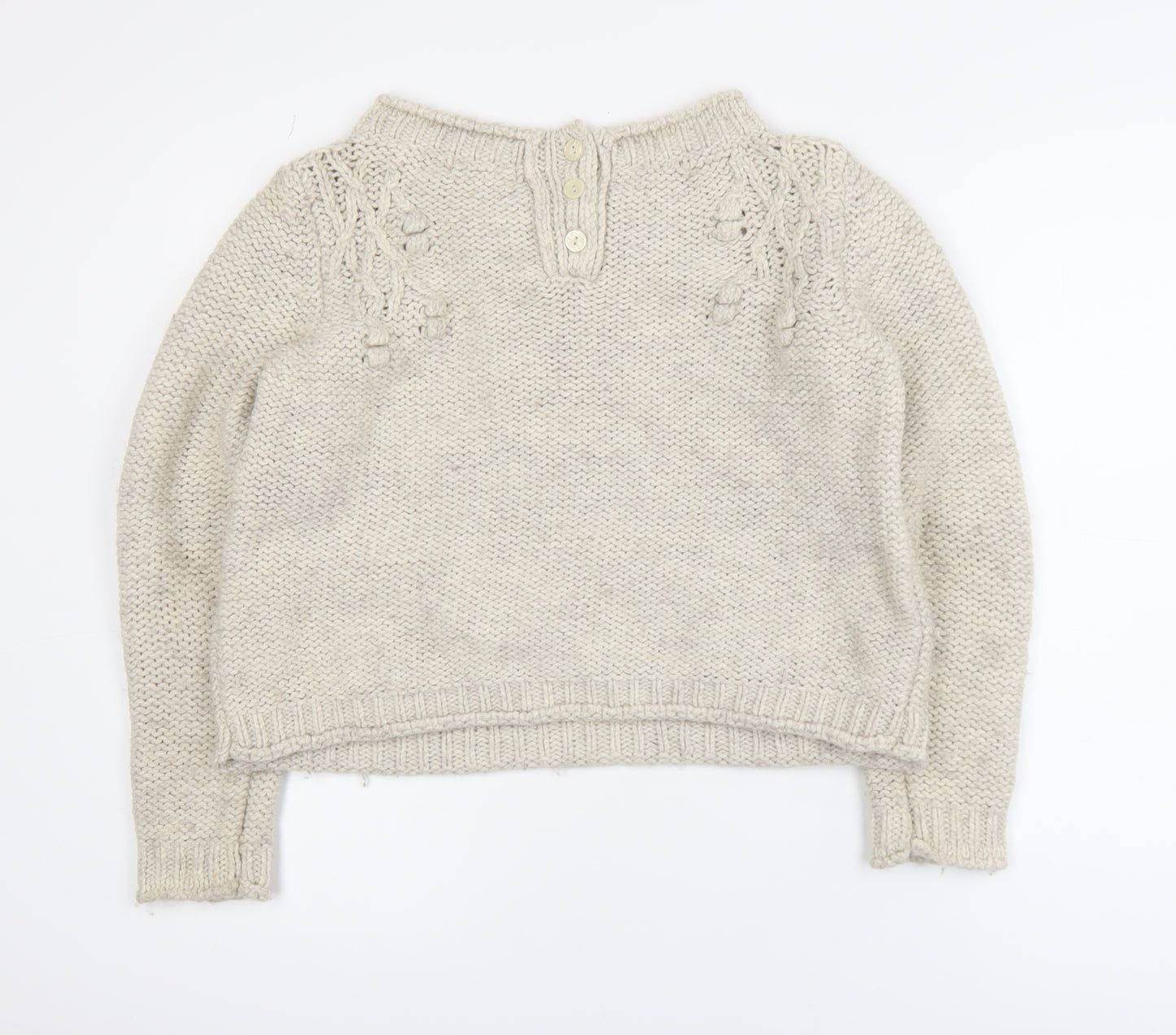 Marks and Spencer Women Beige Knit Jumper UK 12 Wool Blend Casual