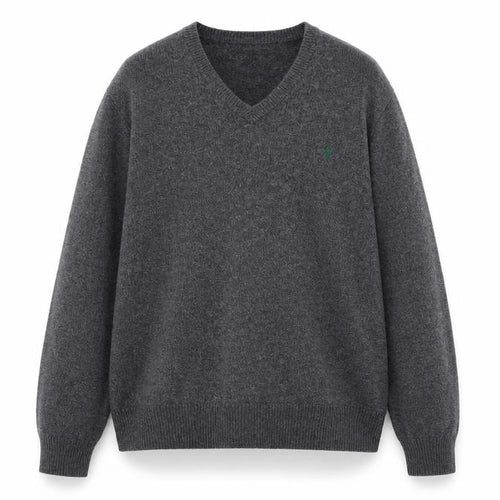 Polo Ralph Lauren Men's Grey Lambswool V-Neck Jumper Size L