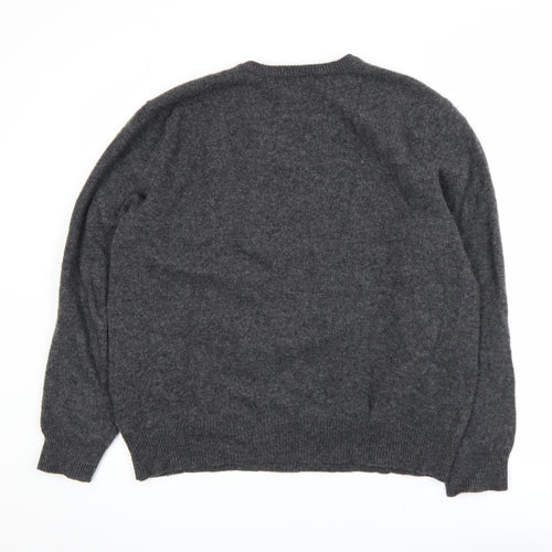 Polo Ralph Lauren Men's Grey Lambswool V-Neck Jumper Size L