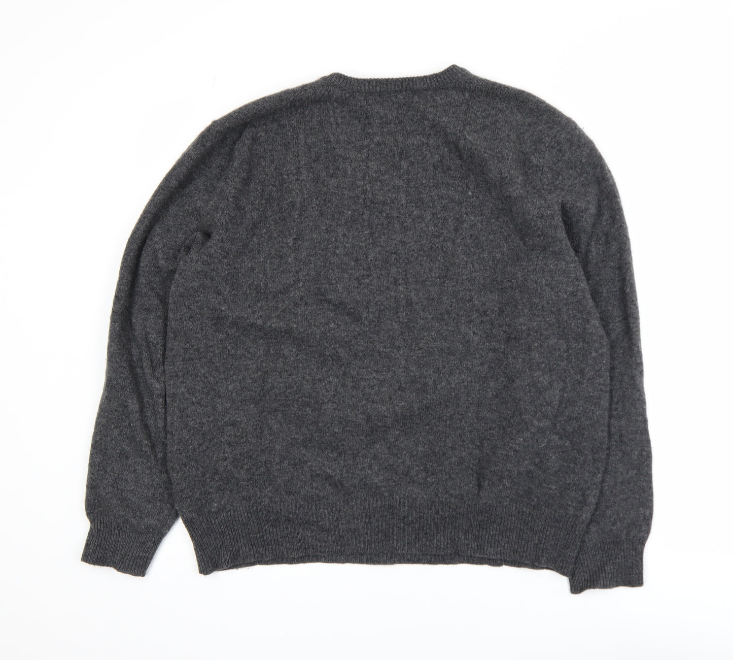 Polo Ralph Lauren Men's Grey Lambswool V-Neck Jumper Size L