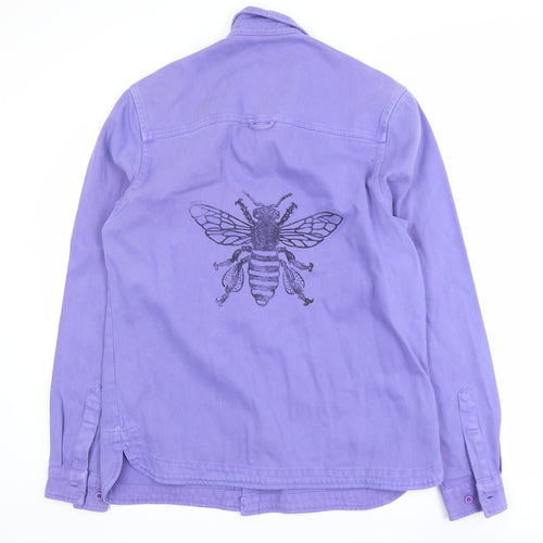 ASOS DESIGN Women Purple Cotton Bee Embroidered Jacket M
