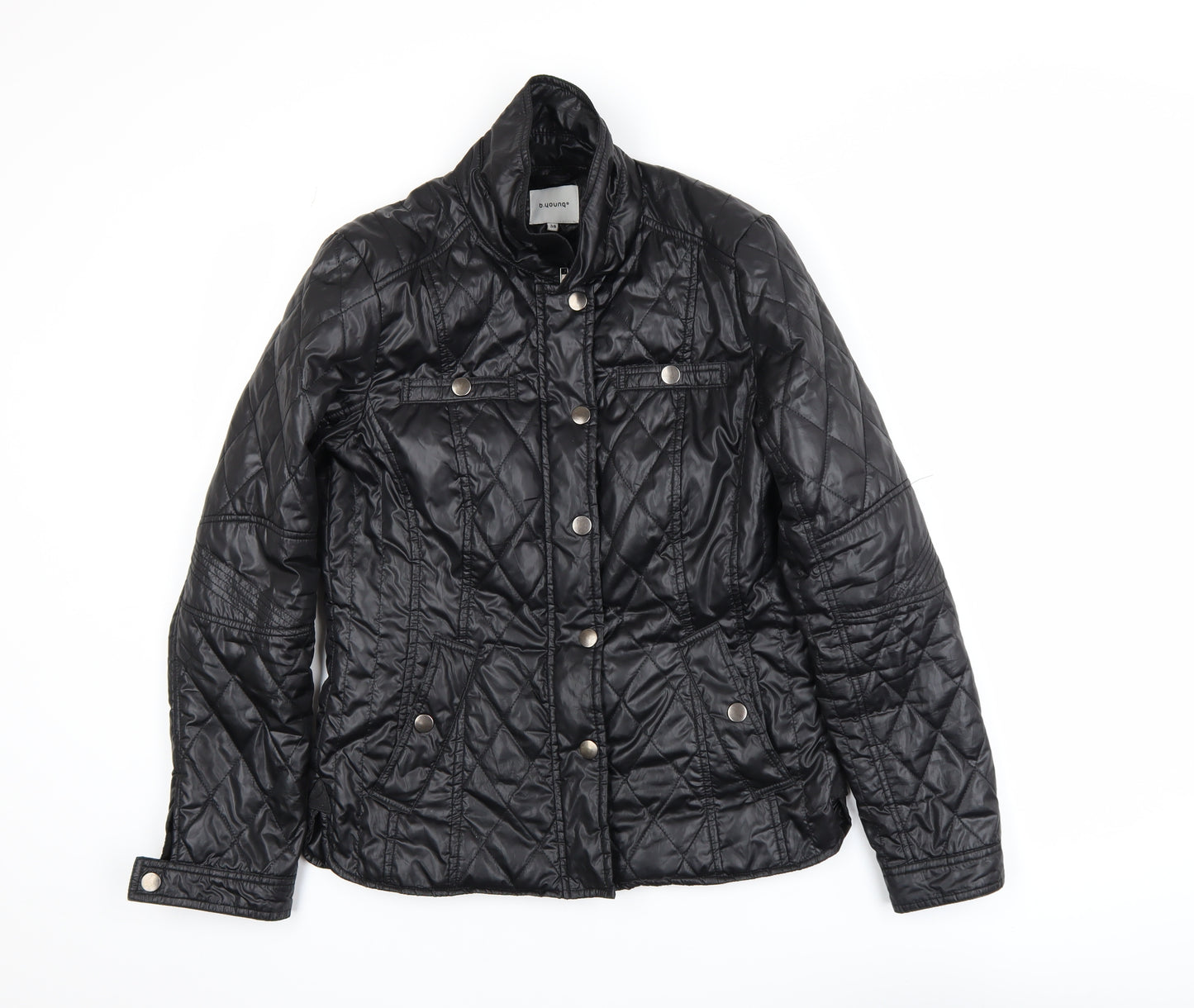 b.young Women's Black Quilted Short Jacket Size 10