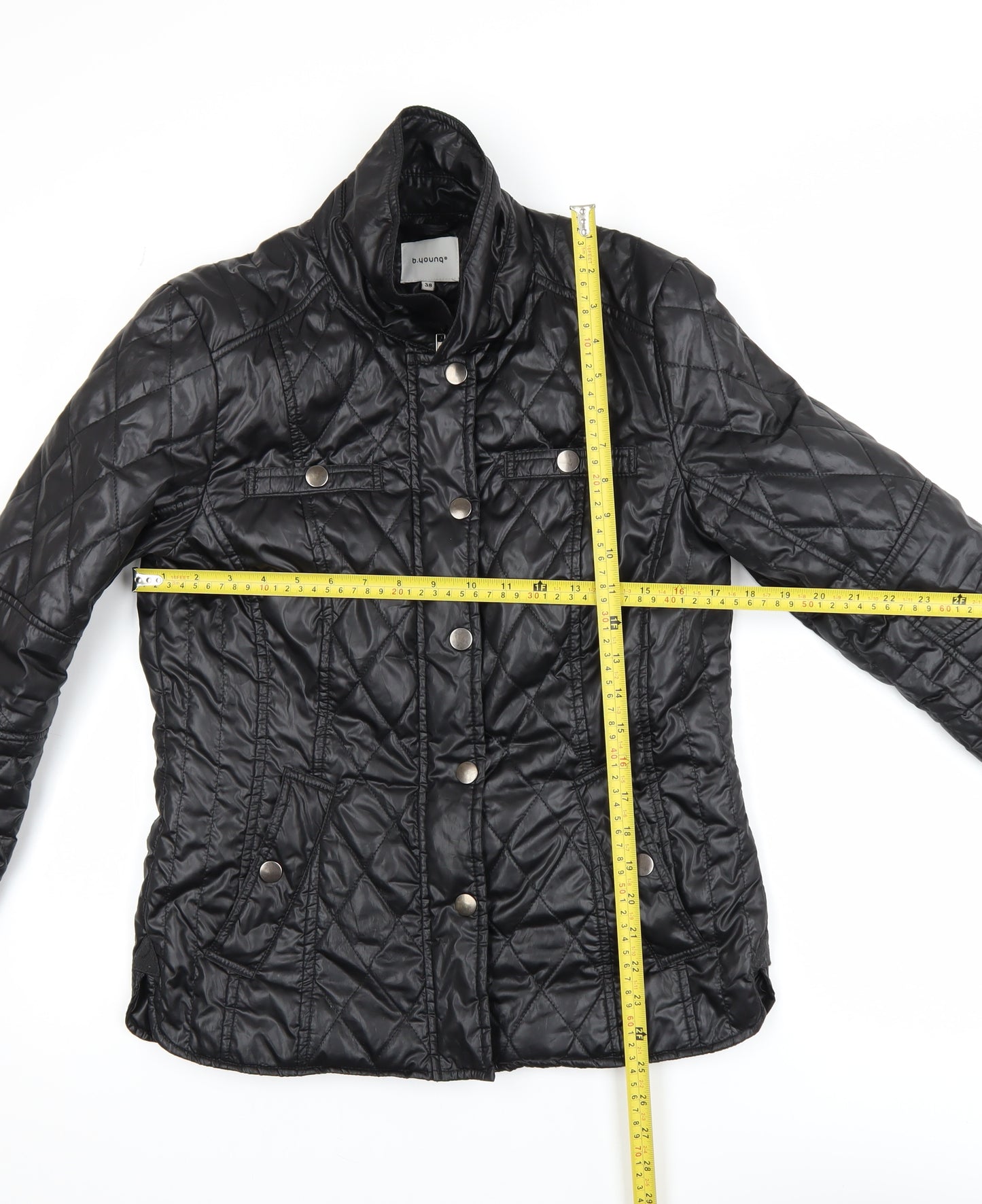 b.young Women's Black Quilted Short Jacket Size 10