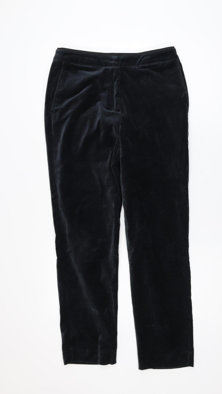 Thought Womens Black Velvet Straight Leg Trousers Size 10