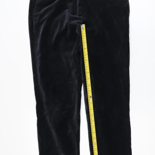 Thought Womens Black Velvet Straight Leg Trousers Size 10