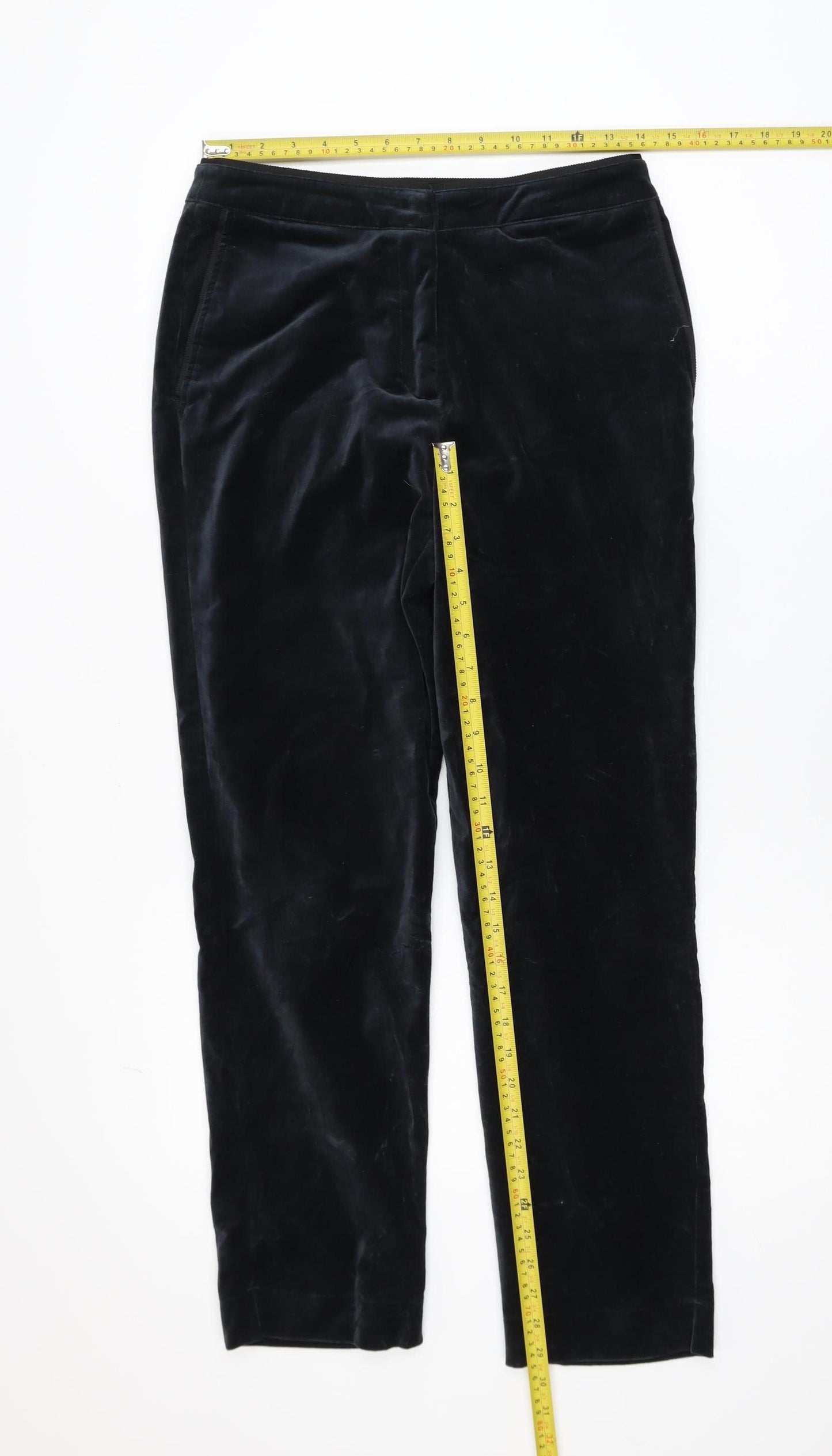 Thought Womens Black Velvet Straight Leg Trousers Size 10